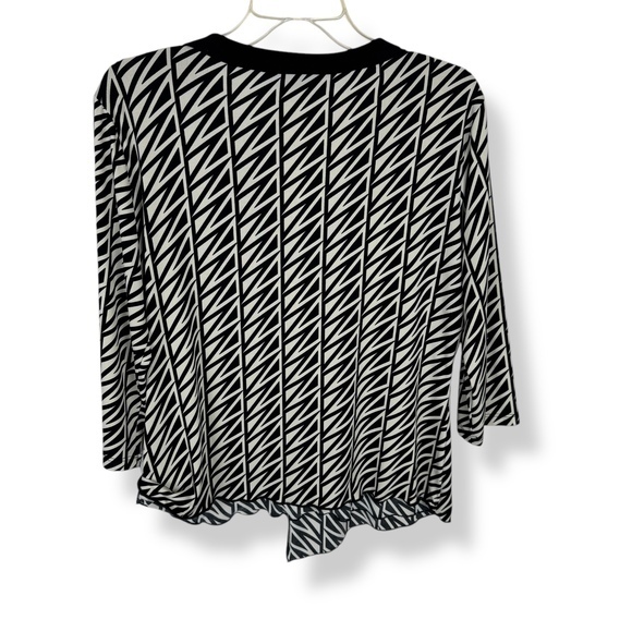 AB Studio Wrap Top Womens Size XL Black White Geometric Y2K Mod Retro USA Made - Picture 2 of 12